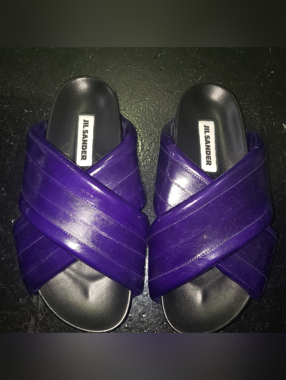 Jil Sander Purple Eel Skin Slides 36